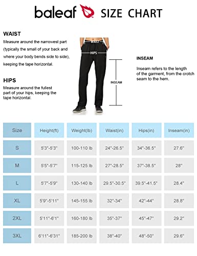 BALEAF Women's Fleece Pants Winter Running Gear with Zipper Pockets Athletic Joggers Adjustable Ankle Track Pants Black Size M