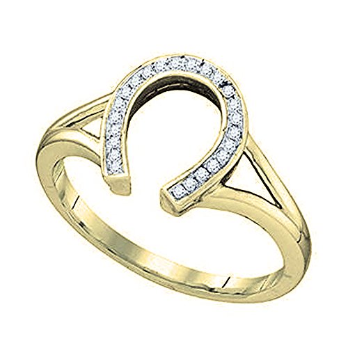 Dazzlingrock Collection 0.08 Carat (ctw) Round White Diamond Horse Shoe Right Hand Ring for Women in 10K Yellow Gold Size 9