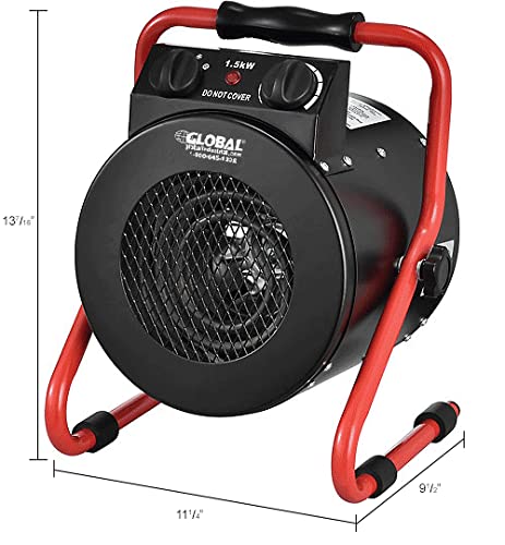 Global Industrial Portable Electric Space Heater With Thermostat, 1500 watt, 120v, Red