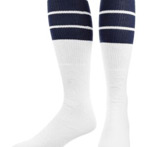 TCK Retro 3 Stripe Tube Socks (Navy, Large)