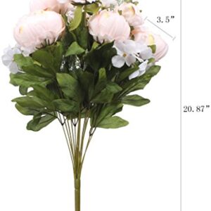 Duovlo Springs Flowers Artificial Silk Peony Bouquets Wedding Home Decoration,Pack of 1 (Spring Pure Pink)