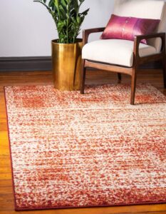 unique loom autumn collection modern contemporary casual abstract area rug (terracotta/ beige rustic, 2 x 3 ft rectangular)