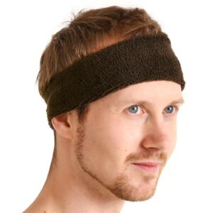 charm sports running headband sweatband - towel hairband moisture wicking bandana brown one size