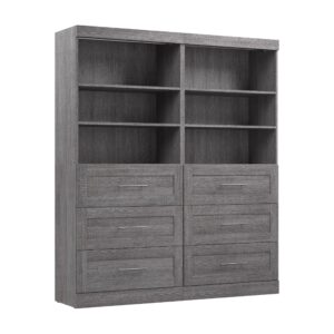 Bestar Pur Wardrobe Organizer with Drawers, Walk-in Closet, Bedroom, Laundry Room, Mudroom, or Entryway, 72W, Bark Grey