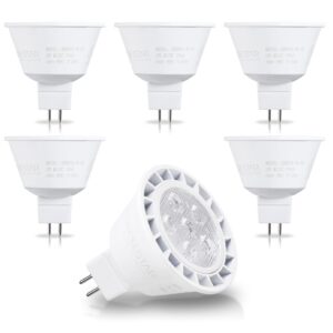 torchstar mr16 led bulb dimmable, 7w 12v 490lm 50w equivalent, 5000k daylight, gu5.3 bi-pin base mr16 led spotlight, led mr16 light bulbs for recessed and track lighting, ul & es listed, pack of 6