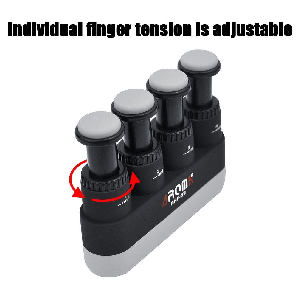 Finger Strengthener,4 Tension Adjustable Hand Grip Exerciser Ergonomic Silicone Trainer for Guitar,Piano,Trigger Finger Training, Arthritis Therapy and Grip, Rock climbing (AHF-03)