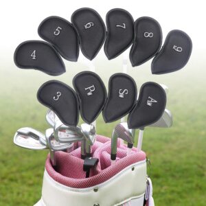 HISTAR Golf 10pcs Thick Synthetic Leather Golf Iron Head Covers Set Headcover Fit All Brands Titleist, Callaway, Ping, Taylormade, Cobra, Nike, Etc