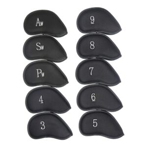 HISTAR Golf 10pcs Thick Synthetic Leather Golf Iron Head Covers Set Headcover Fit All Brands Titleist, Callaway, Ping, Taylormade, Cobra, Nike, Etc