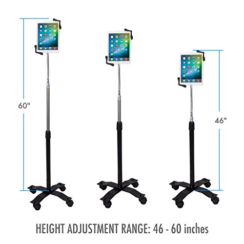 Gooseneck Floor Stand – CTA’s Compact, Adjustable Gooseneck with Swivel Casters for iPad 7th/ 8th/ 9th Gen 10.2”, iPad Air 4, 12.9”, Surface Pro, Zebra & Other 7-13” Tablets (PAD-CGS)