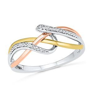 DGOLD COLOR OF LOVE COLLECTION Sterling Silver & 10KT Two Tone White Round Diamond Fashion Ring (0.08 CTTW)