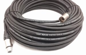 custom cable connection 150 foot 5-pin xlr 24 awg (gauge) dmx512 data cable male to female for stage lighting, led uplights, dj lights and dmx512 controller- made