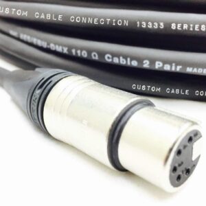 Custom Cable Connection 150 Foot 5-Pin XLR 24 AWG (Gauge) DMX512 Data Cable Male to Female for stage lighting, LED Uplights, DJ Lights and DMX512 Controller- made