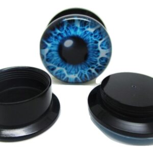 Pierced Republic Blue Eye Ear Plugs - Acrylic - Screw on - New *Pair* - 8 Sizes (0 Gauge (8mm))