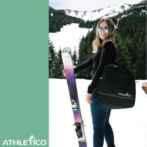 Athletico Ski Bag and Ski Boot Bag Combo - Ski Bags for Air Travel - Unpadded Snow Ski Bags Fit Skis Up to 200cm - For Men, Women, Adults, and Children (Black with White Trim)