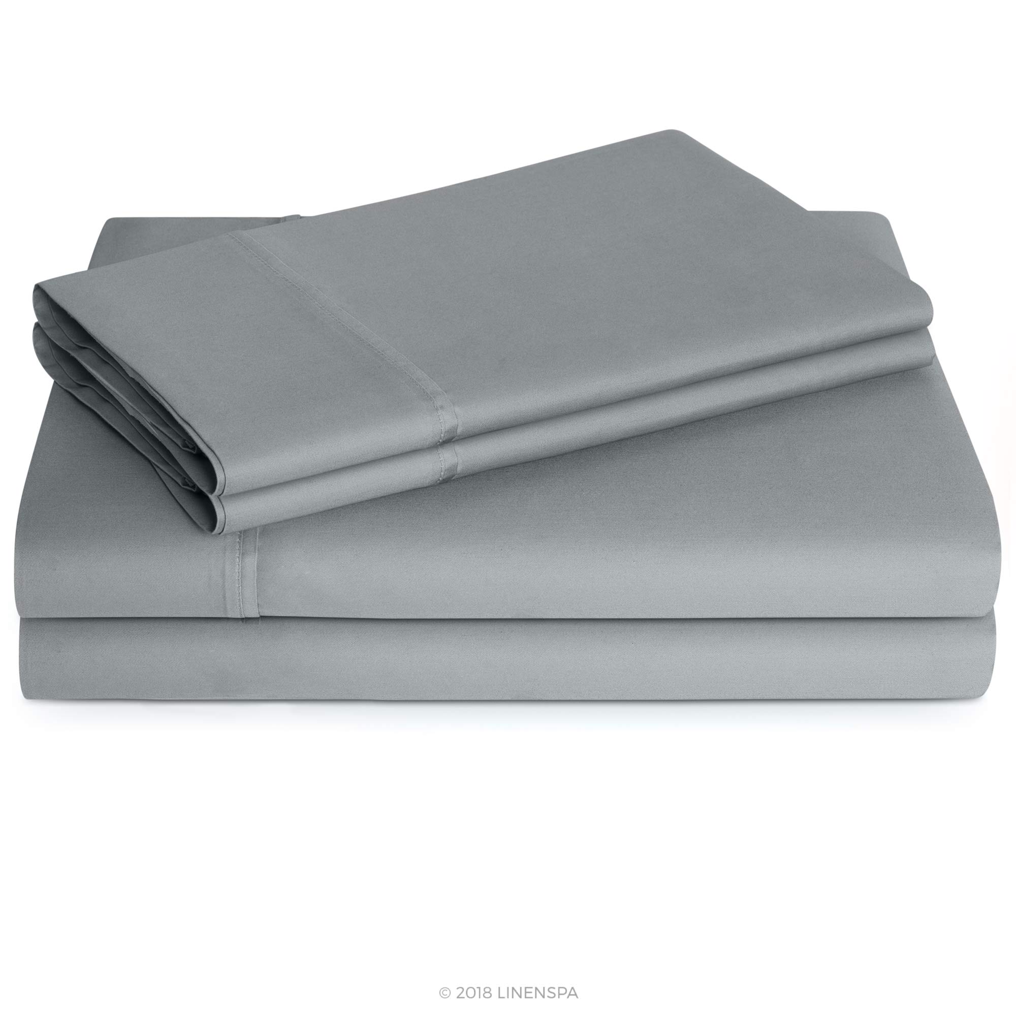 Linenspa 600 Thread Count Ultra Soft, Deep Pocket Cotton Blend Sheet Set - Twin - Stone