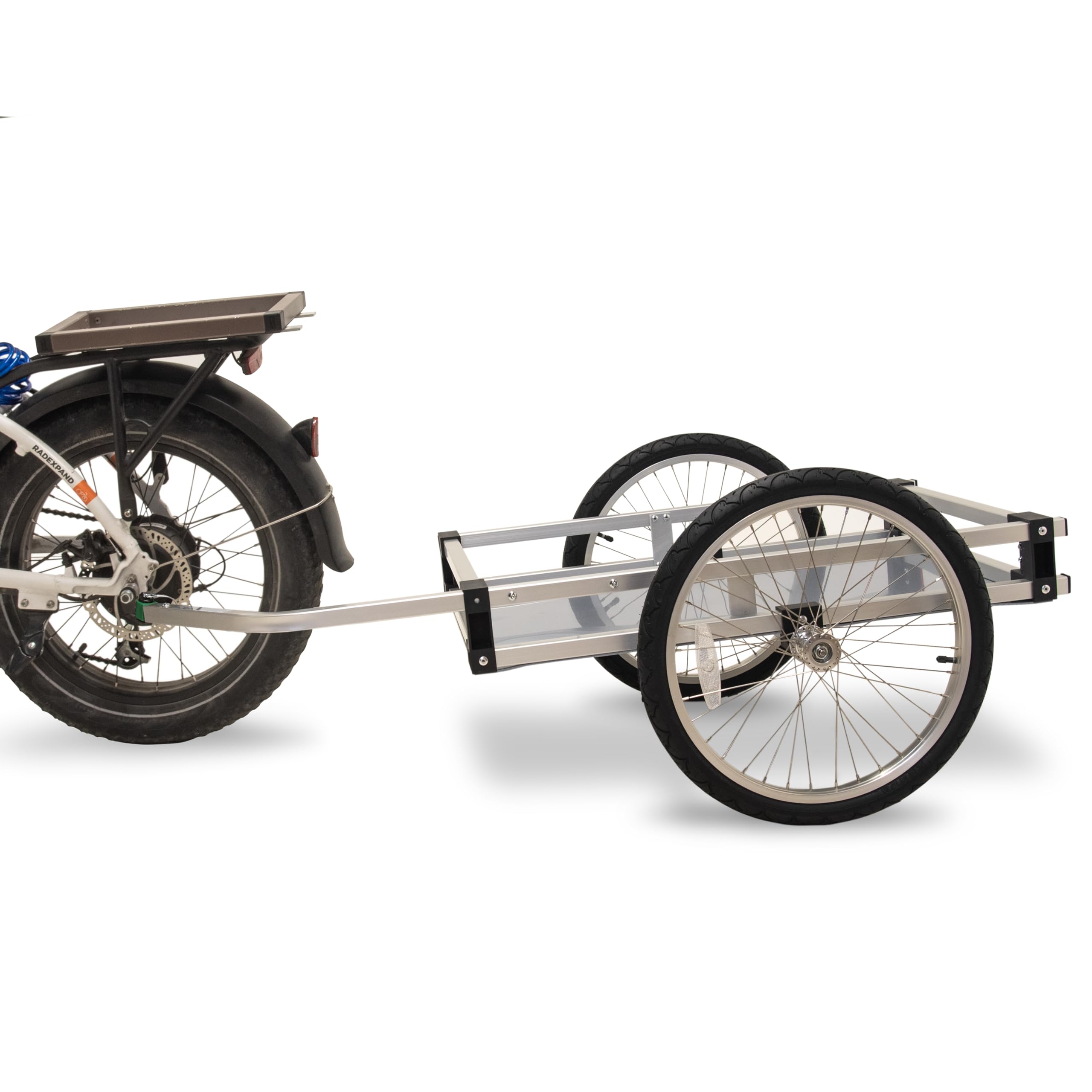 WIKE Heavy Duty Aluminum Flatbed Bike Trailer: Inside Cargo dims 56cmWx77cmL, max Payload 125lbs - Comes with Easy-Install Steel Bike Hitch, Steel-Reinforced Aluminum towbar, 2-20" Pneumatic Wheels