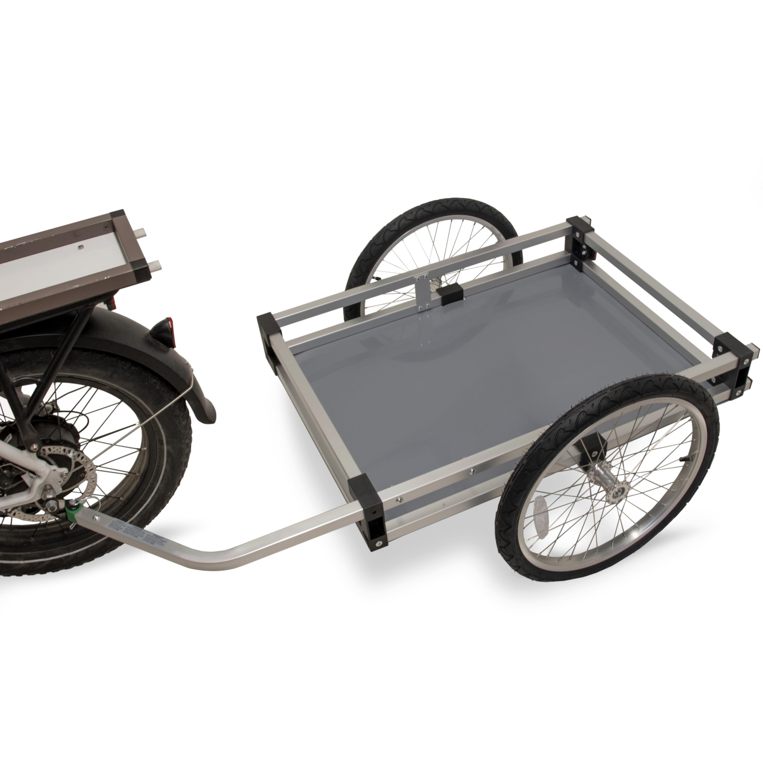 WIKE Heavy Duty Aluminum Flatbed Bike Trailer: Inside Cargo dims 56cmWx77cmL, max Payload 125lbs - Comes with Easy-Install Steel Bike Hitch, Steel-Reinforced Aluminum towbar, 2-20" Pneumatic Wheels