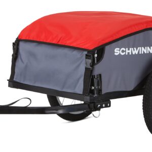 Schwinn Daytripper Cargo Trailer for Bike, 100 lbs. Max Weight Capacity, Collapsible Frame With Quick-Release Wheels, Air-Filled Tires, Red/Grey