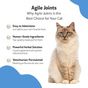 Pet Wellbeing Agile Joints for Cats - Vet-Formulated - Joint Health, Mobility, Ease of Movement - Natural Herbal Supplement 2 oz (59 ml)