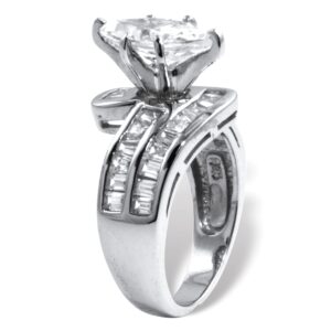 PalmBeach Platinum-plated Sterling Silver Marquise Cut Cubic Zirconia Engagement Ring Sizes 7-12 Size 8