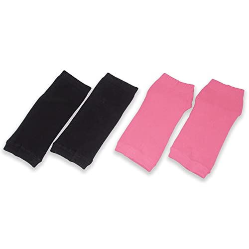 Toeless Socks-2 Pairs - Perfect for Yoga, dance, exercise, pedicures, and more (Black & Pink)Fits All