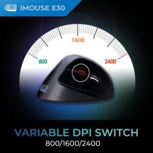 Adesso Imouse E30-2.4GHz Wireless Ergonomic Vertical Right-Handed Mouse, Black