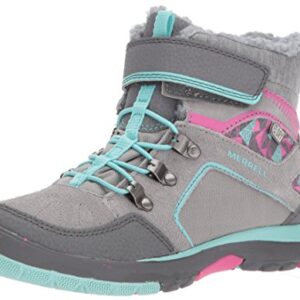 Merrell Kids' Unisex M-Moab Fst Polar Mid A/C Wtrpf Hiking Boot, Grey/Multi, 2 Wide US Little Kid