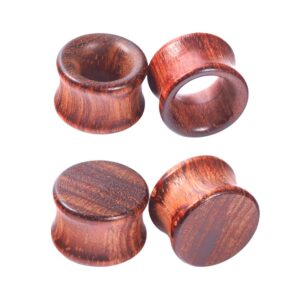 Longbeauty 2Pair Vintage Brown Natural Wood Double Flared Hollow+Saddle Tunnels Ear Plugs Stretcher Gauges 8MM=0G