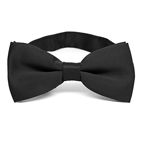 tiemart Pre-Tied Band Collar Bow Tie (Black)