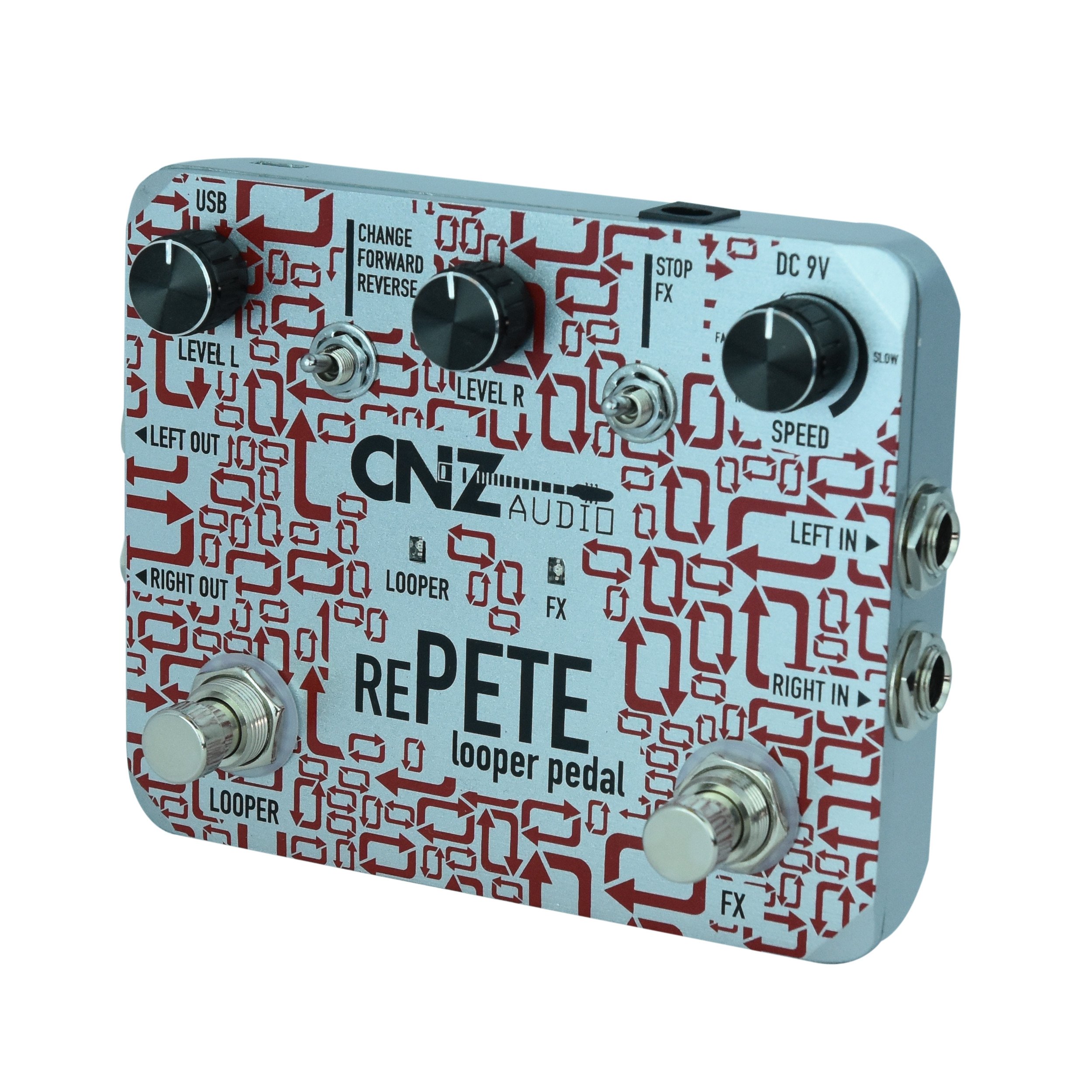 CNZ Audio Re-Pete Stereo Looper Guitar Effects Pedal, Unlimited Overdub, Dual Input & Output Loop, Forward, Reverse, Volume Control, True Bypass, & Much More