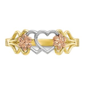 Jewels By Lux 10K Two Tone Color Gold & Rhodium Double Heart Ring