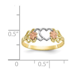 Jewels By Lux 10K Two Tone Color Gold & Rhodium Double Heart Ring