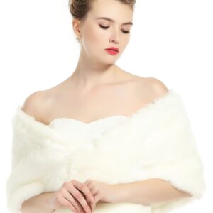 BEAUTELICATE Luxury Bridal Party Evening/Wedding Faux Fur Shawl Wrap Stole