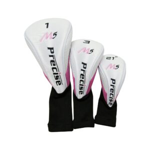 Top Line Ladies Pink Right Handed M5 Golf Club Set for Petite Ladies ( Height 5' to 5'3" ) , Includes: Driver, Wood, Hybrid, 5,6,7,8,9, PW Stainless Irons, Putter, Graphite Shafts, Bag & 3 HCs