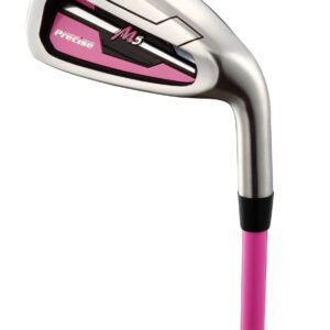 Top Line Ladies Pink Right Handed M5 Golf Club Set for Petite Ladies ( Height 5' to 5'3" ) , Includes: Driver, Wood, Hybrid, 5,6,7,8,9, PW Stainless Irons, Putter, Graphite Shafts, Bag & 3 HCs