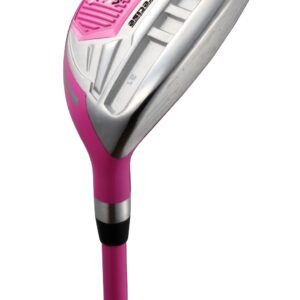 Top Line Ladies Pink Right Handed M5 Golf Club Set for Petite Ladies ( Height 5' to 5'3" ) , Includes: Driver, Wood, Hybrid, 5,6,7,8,9, PW Stainless Irons, Putter, Graphite Shafts, Bag & 3 HCs