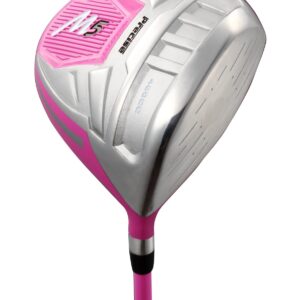 Top Line Ladies Pink Right Handed M5 Golf Club Set for Petite Ladies ( Height 5' to 5'3" ) , Includes: Driver, Wood, Hybrid, 5,6,7,8,9, PW Stainless Irons, Putter, Graphite Shafts, Bag & 3 HCs