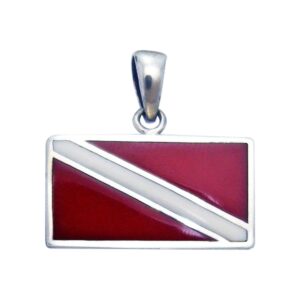 Jewelry Trends Sterling Silver Scuba Diver Down Flag Red Enameled Pendant