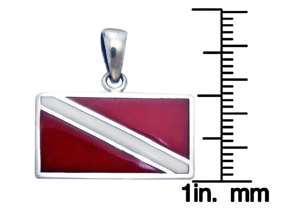 Jewelry Trends Sterling Silver Scuba Diver Down Flag Red Enameled Pendant