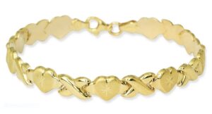 mcs jewelry sterling silver yellow or white stampato xoxo friendship and relationship chain bracelet (yellow)