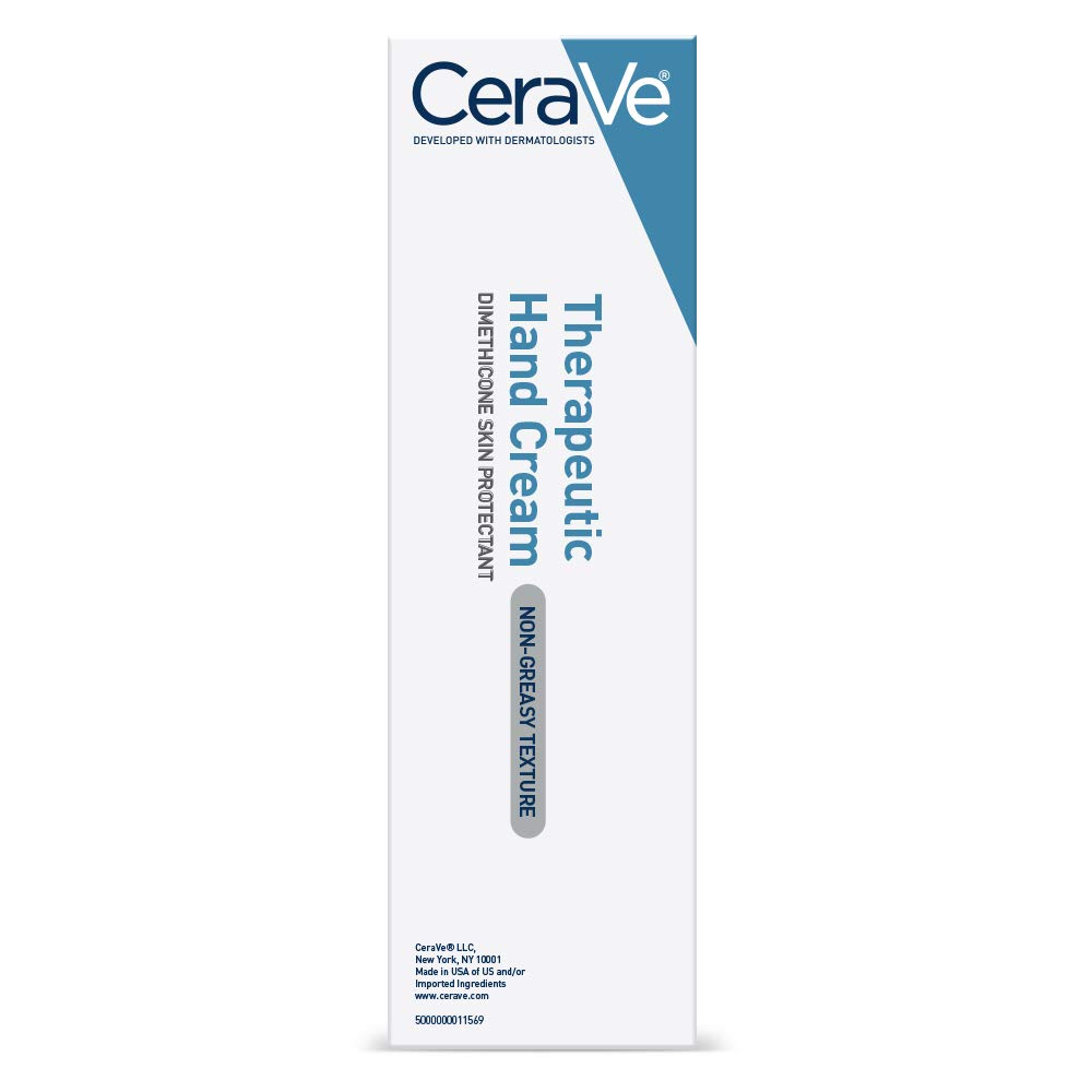 CeraVe Therapeutic Hand Cream for Dry Cracked Hands With Hyaluronic Acid and Niacinamide | Fragrance Free 3 Ounce