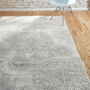 Unique Loom Sofia Collection Area Rug - Grand (4' 1" x 6' 1" Rectangle, Light Gray/ Ivory)