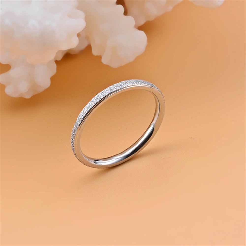 Fashion Month Womens 2mm Stainless Steel Sand Blast Finish Silver Wedding Band Engagement White Gold Domed Ring Size 7