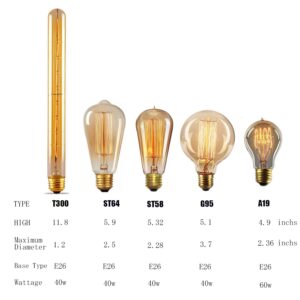 E26 Edison Bulbs, Bravelight Antique Vintage Light Bulbs, ST64 40W 2700K Warm Dimmable, Squirrel Cage Filament Edison Light Bulb for Table Lamp Restaurant Home Office Light Fixtures Decorative 4 Pack­