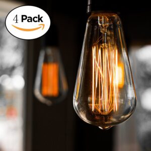 E26 Edison Bulbs, Bravelight Antique Vintage Light Bulbs, ST64 40W 2700K Warm Dimmable, Squirrel Cage Filament Edison Light Bulb for Table Lamp Restaurant Home Office Light Fixtures Decorative 4 Pack­