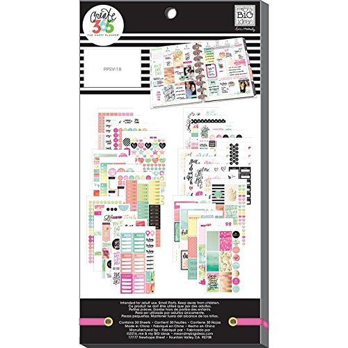 me & my BIG ideas Sticker Value Pack - The Happy Planner Scrapbooking Supplies - Watercolor Theme - Multi-Color & Gold Foil - Great for Projects, Scrapbooks & Albums - 30 Sheets, 1078 Stickers Total