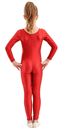 speerise Girls Unitards Gymnastics Long Sleeves Full Body Toddler Ballet Leotards for Kids Costumes, Red, XXL