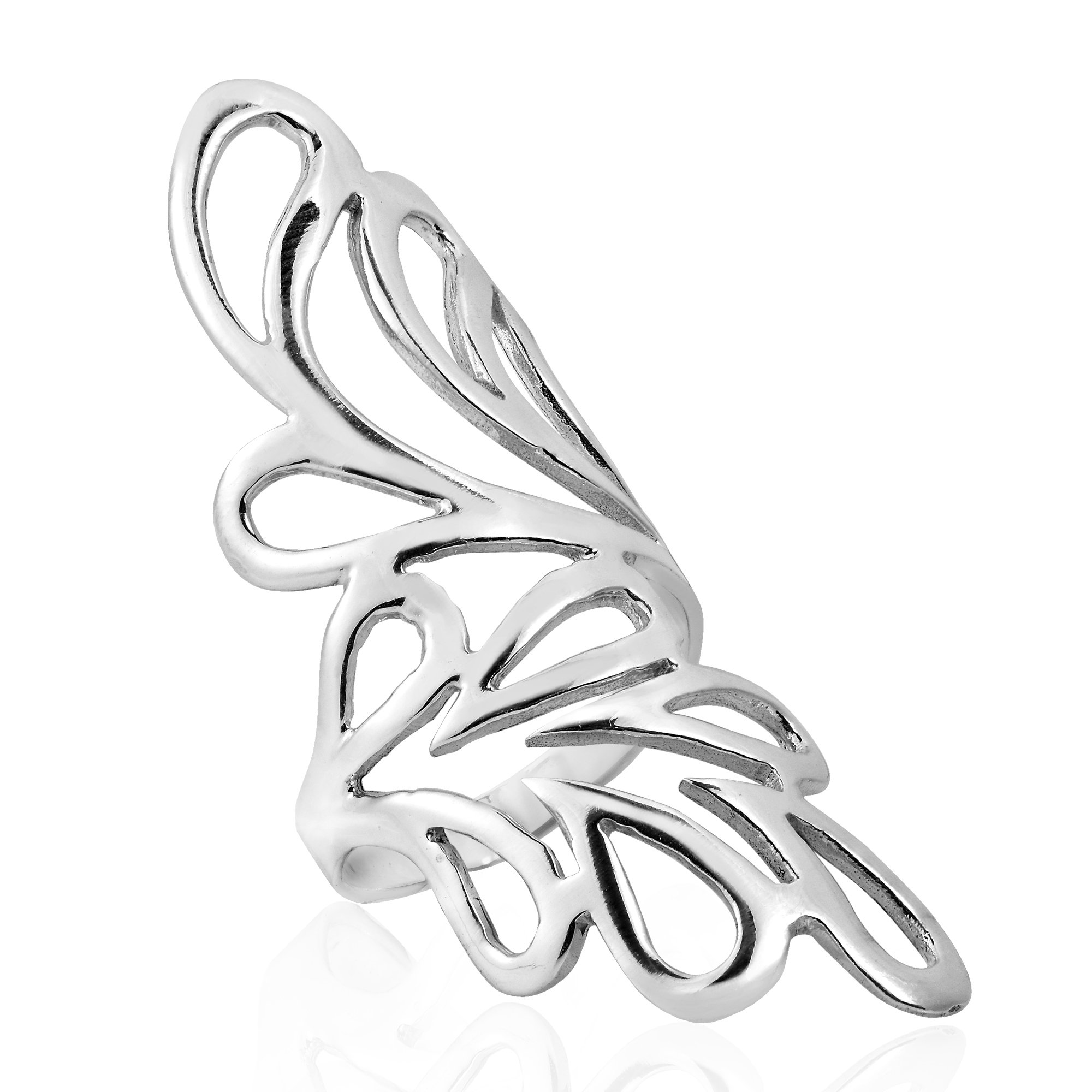 AeraVida Abstract Nature's Hug Wide Wings Wrap .925 Sterling Silver Ring (8) | Sterling silver rings | Vintage Comfort Fit Silver Rings for Women | Sterling Silver Rings Sizes (8)