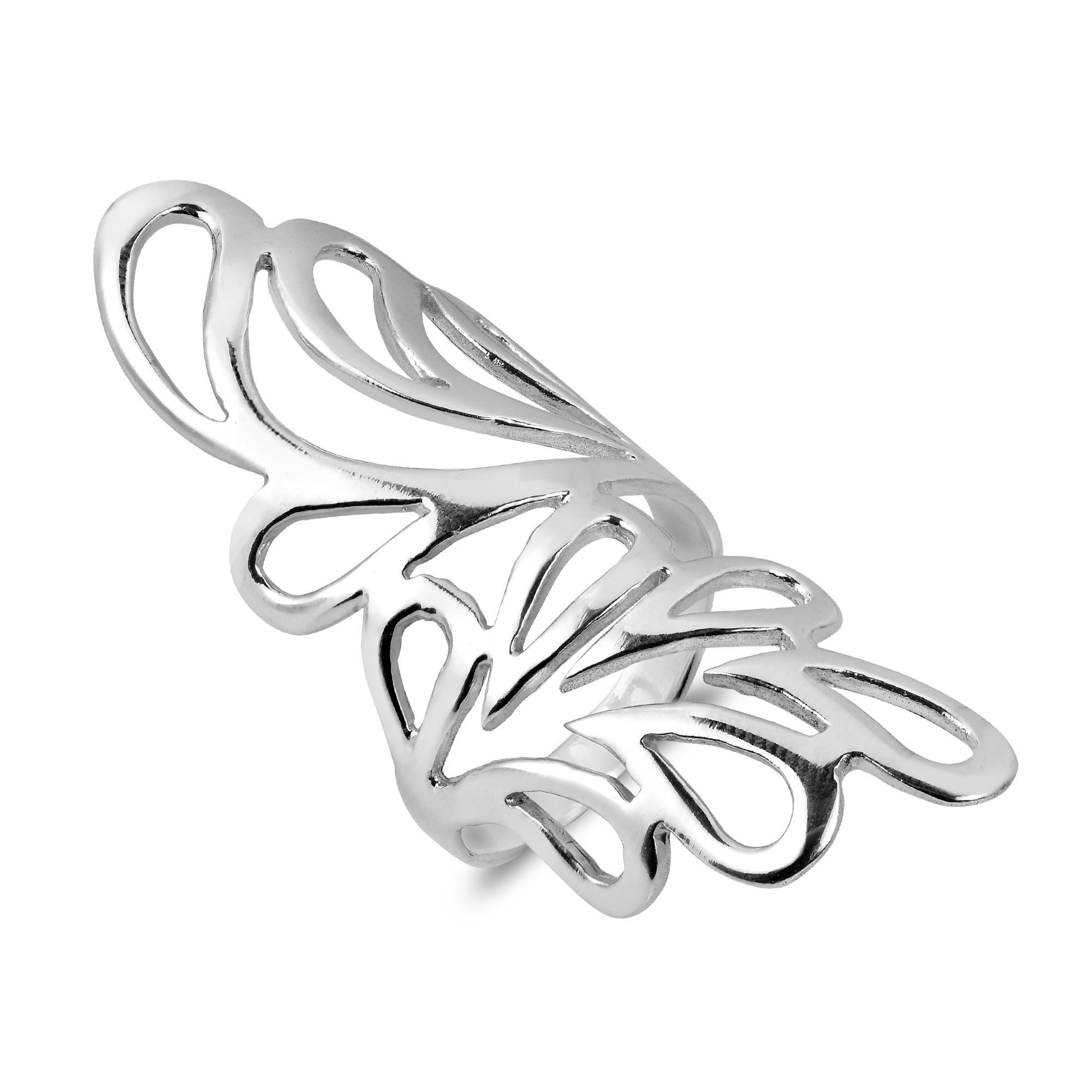 AeraVida Abstract Nature's Hug Wide Wings Wrap .925 Sterling Silver Ring (8) | Sterling silver rings | Vintage Comfort Fit Silver Rings for Women | Sterling Silver Rings Sizes (8)