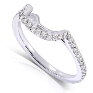 Kobelli Round Diamond Contoured Wedding Band 1/5 CTW 14k White Gold - Size 4.5, Size 4.5